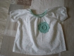 Tunique blouse tissu aux petits coeurs et fleur vert pâle 