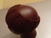 Head band tricoté main en côtes 4/2 , marron chocolat 
