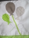Couverture bébé thème ballons, vert anis, blanc 