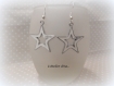 Boucles d'oreilles/pendentifs métal argenté "étoiles" émaillées coloris blanc 