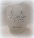 Boucles d'oreilles/pendentifs métal argenté "étoiles" émaillées coloris blanc 