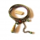 Bracelet double rangs liberty suédine - perles artisanales - perles en papier - perles en verre à facettes - cabochon - fleur - bronze 