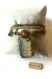 Bracelet double rangs liberty suédine - perles artisanales - perles en papier - perles en verre à facettes - cabochon - fleur - bronze 