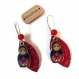 Boucles d'oreilles poupées russes matriochkas gouttes capsules nespresso recyclage perles en verre dormeuses roses fuchias rouges 