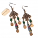 Boucles d'oreilles bohèmes bronze perles artisanales perles en verre perles en papier ethniques Été gouttes vertes multicolores 