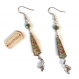 Boucles d'oreilles pélicans - oiseaux - mer - Été - perles artisanales - perles en papier - perles en verre - vertes argentées 