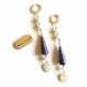 Boucles d'oreilles nacres - perles en papier artisanales - perles en verre - blanches violettes mauves 