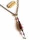 Collier bohème ethnique - perles en papier artisanales - perles mauves - gouttes - violet rouge argenté 