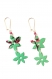 Boucles d'oreilles fleurs de cerisier - canettes recyclées arizona - roses fuchsias vertes 