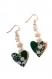 Boucles d'oreilles coeurs perrier - canettes recyclées - perles à facettes en verre- blanches vertes argentées 