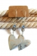 Boucles d'oreilles dormeuses coeurs - canettes recyclées - perles à facettes - bleues blanches grises 
