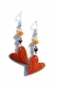 Bijoux femmes boucles d'oreilles coeurs - moritz epidor - canettes recyclées - perles à facettes - oranges 