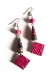 Boucles d'oreilles perles en papier capsules nespresso perles roses fuchsias multicolores 