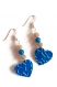Bijoux femmes boucles d'oreilles coeurs bleus - pierres naturelles - capsules nespresso 