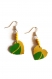 Boucles d'oreilles brésil coeurs perles jaunes vertes argentées capsules nespresso 