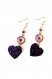 Boucles d'oreilles fleurs de pissenlit - cabochon - coeurs - perles en céramique - coeurs nespresso - mauves violettes fuchsia 