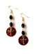 Boucles d'oreilles pendantes perles en verre noires - perles à facettes - libellules - breloques capsules nespresso cuivre 