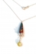 Collier pendentif argenté fleurs - pierre naturelle - perles en papier - multicolores jaunes 