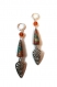 Boucles d'oreilles ethniques multicolores perles en papier perles oranges 