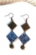Boucles d'oreilles bleues et bronzes - carrés - fleurs - capsules nespresso 