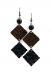 Boucles d'oreilles nespresso pendantes - carré - bronze - noir 