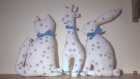Doudou déco chat à adopter: étoiles grises et turquoises 