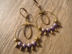 Créoles avec des perles tchèques violet mate/satiné 