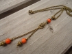Collier ras du cou avec perles semi-précieuses de jade mashan orange 