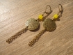 Boucles avec perles semi precieuses de jade jaune 6 mm 