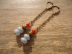 Boucles avec perles semi-précieuses d'agate rouge 