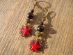 Boucles d'oreille avec étoile en émail perles en verre noires 