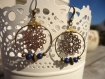 Créoles avec des perles semi précieuses de jade mashan bleu roi 