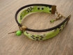 *bracelet tissu à multi-rangs (2) avec perles et breloques métal bronze 