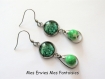 Kit boucles d'oreilles fleuris goutte vert acier inoxydable / perles jade kit146 