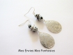 Kit boucles d'oreilles dalmatien perles noir et blanc et éstampe goutte 