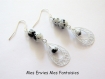 Kit boucles d'oreilles dalmatien perles noir et blanc et éstampe connecteur goutte 