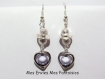 Kit boucles d'oreilles cage a perles coeurs / perles magique violet clair / perles stardust 6mm 