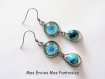 Kit boucles d'oreilles fleuris goutte bleu acier inoxydable / perles jade kit150 