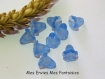 8 perles, coupelle fleur lucite tulipe effet givré 10 x 10mm bleu 