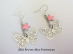 Kit boucles d'oreilles sequin emaillé etoile rose papillon filigranne kit106 
