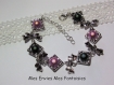 1 kit bracelet perles magique / cadre à perles carré argenté gris / rose connecteurs noeuds 