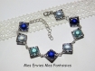 1 kit bracelet perles magique / cadre à perles carré argenté degradé bleu 