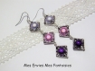1 kit boucle d'oreille perles magique / cadre à perles carré argenté degradé violet 