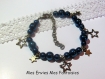 1 kit bracelet farandole d'étoiles bleu perles electroplate et breloques étoile bronze kit802 