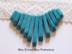 13 perles naturelles minérale fine rectangle taillées pour création de colliers turquoise 