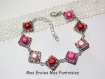 1 kit bracelet perles magique / cadre à perles carré argenté rose / fuschia / rouge 