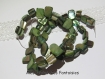 1 fil perles coquillage peint vert environ 50 perles irrégulières 8 x 6mm +/- 