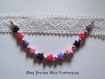 1 base bracelet / collier perles etoiles rose violet fuchsia 