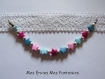 1 base bracelet / collier perles etoiles bleu bleu clair rose 