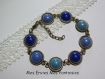 1 kit bracelet connecteur cabochons bronze et demi perles nacrées nuances bleu 